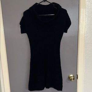 Say What? Black Short-Sleeve Cowl Neck Knit Dress Small